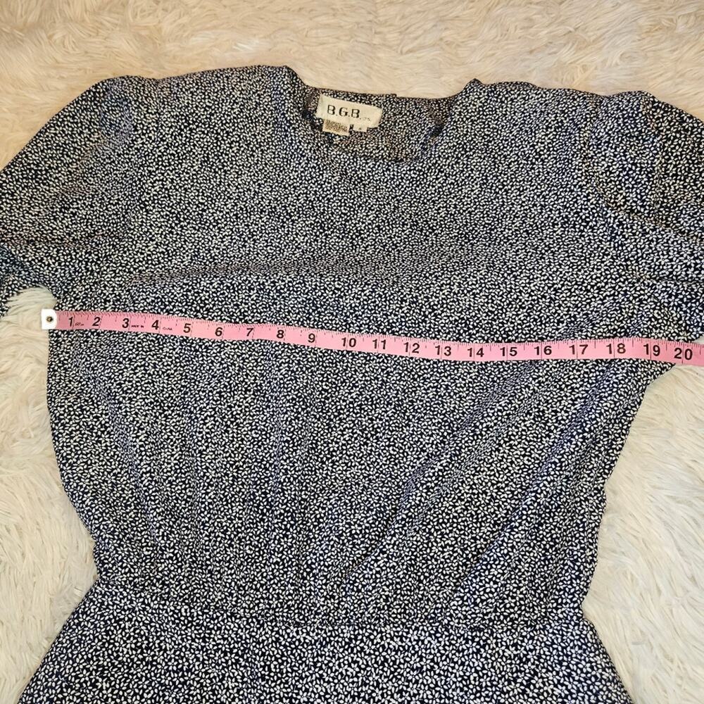 2/$30 Vintage 80s B.G.B. Ltd. Blue and White Fit and Flare Midi Dress Size 8 - Picture 6 of 10